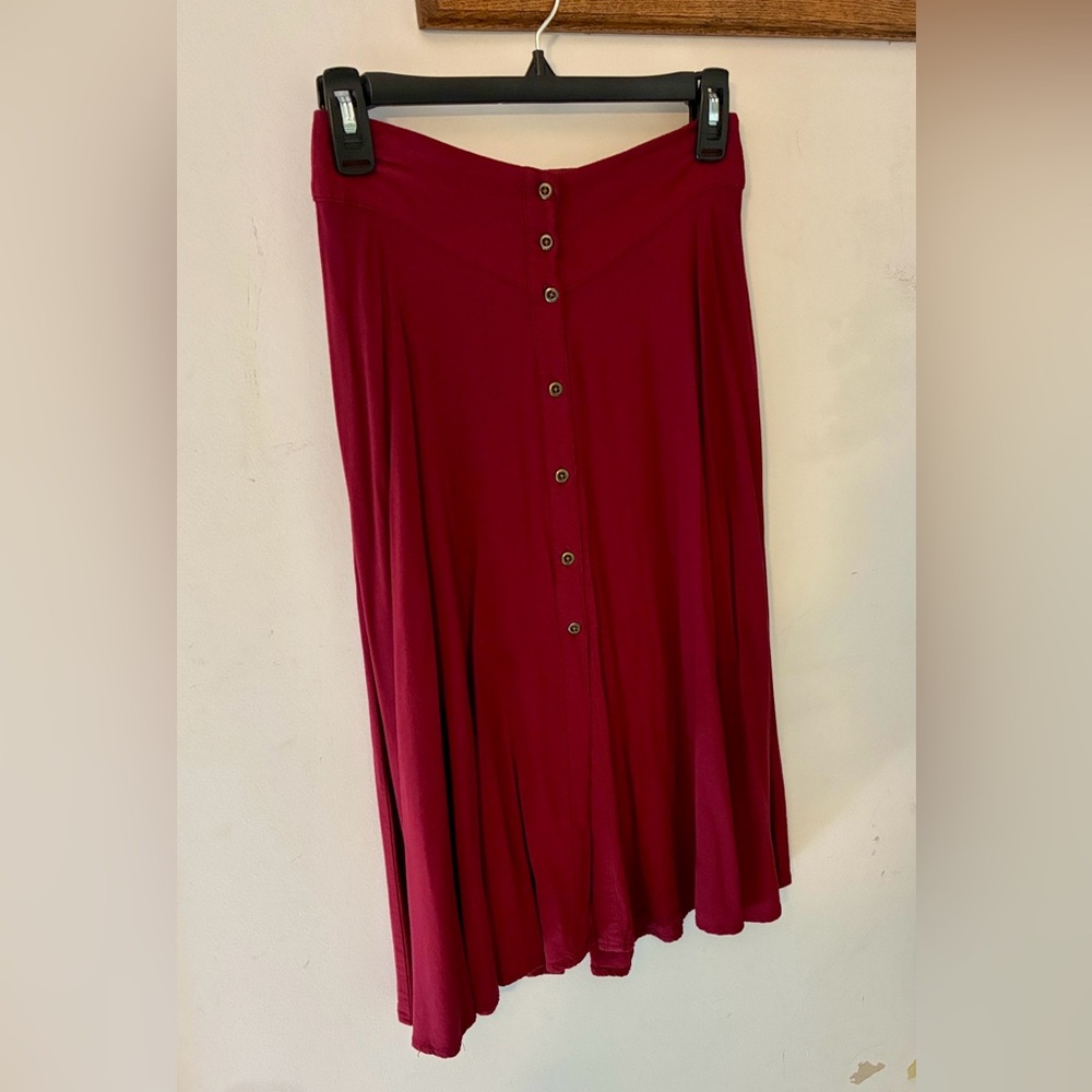 Elegant Red Button-Down Skirt